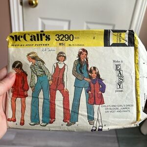 5/$25 McCall's 3290 Sewing Pattern kid size 8 romper vest pants 😊